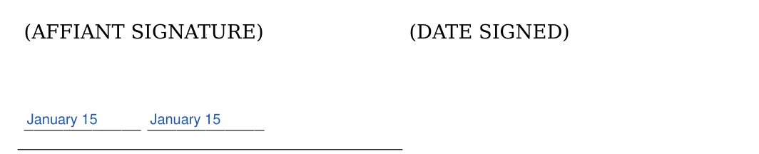 Iowa small estate affidavit: (AFFIANT SIGNATURE), filled with sample entries
