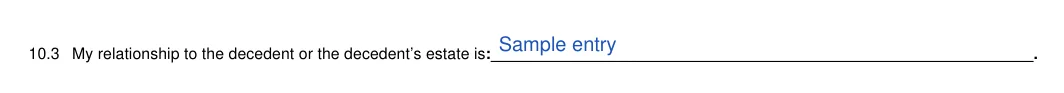 Illinois small estate affidavit: Form fields, filled with sample entries