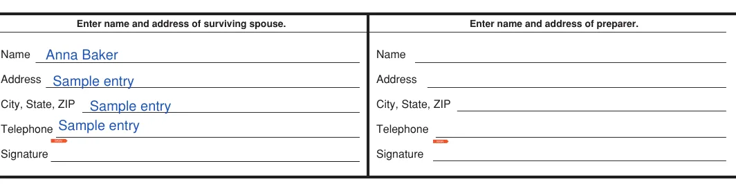 Louisiana small estate affidavit: Name, A and more, filled with sample entries