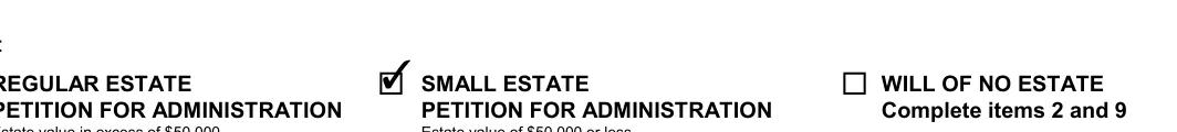 Maryland small estate affidavit: FOR, filled with sample entries