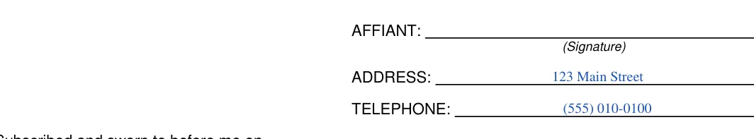 Missouri small estate affidavit: AFFIANT, filled with sample entries