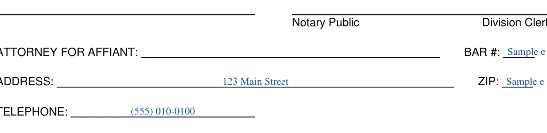Missouri small estate affidavit: Attorneysbarnumber, Attorneysaddress and more, filled with sample entries