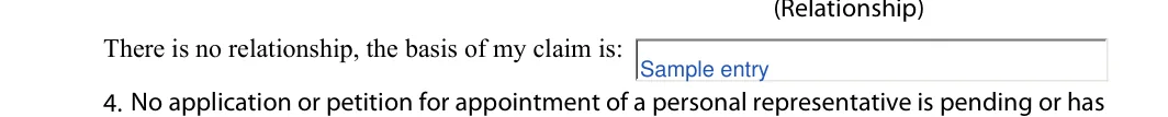 New Mexico small estate affidavit: There is no relationship, the basis of my claim is, filled with sample entries