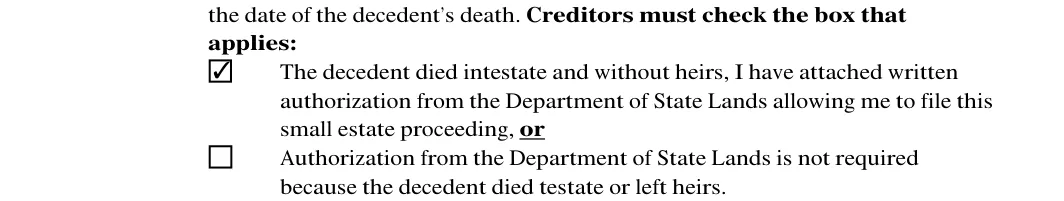 Oregon small estate affidavit: applies, filled with sample entries