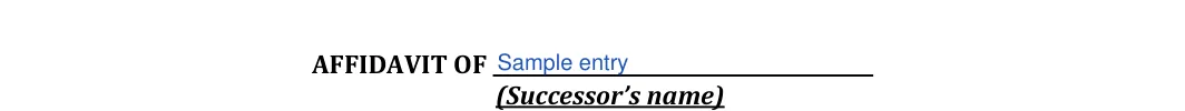 Washington small estate affidavit: Affidavit of, filled with sample entries