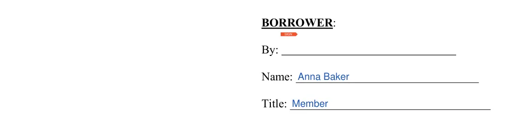 Ohio promissory note: BORROWER, filled with sample entries