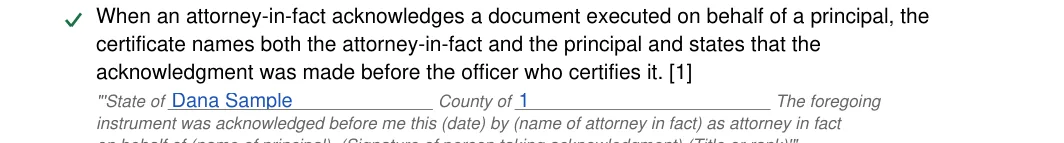 Ohio notary acknowledgement: Notary acknowledgement oh.16.state of, Notary acknowledgement oh.17.county of, filled with sample entries