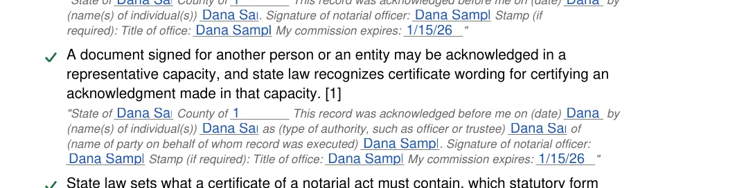 Oregon notary acknowledgement: Notary acknowledgement or.15.state of, Notary acknowledgement or.16.county of and more, filled with sample entries