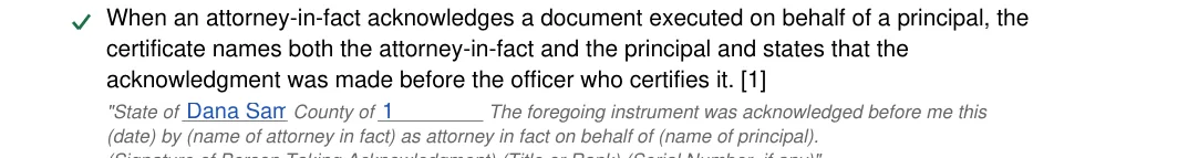 South Carolina notary acknowledgement: Notary acknowledgement sc.16.state of, Notary acknowledgement sc.17.county of, filled with sample entries