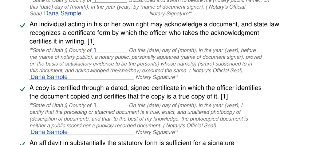Utah notary acknowledgement: Notary acknowledgement ut.10.state of utah county of, Notary acknowledgement ut.11.this document and acknowledged he she th and more, filled with sample entries