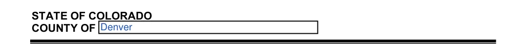 Colorado small estate affidavit, JDF 999: state and county, filled with sample entries