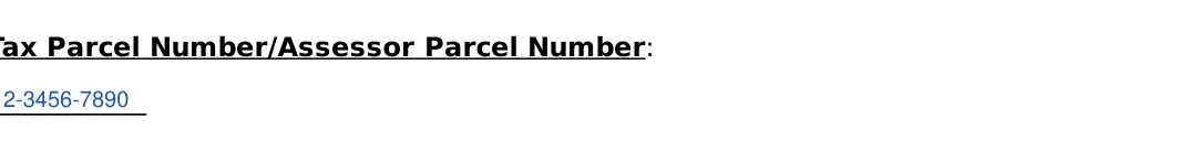 Texas transfer-on-death deed: Tax Parcel Number/Assessor Parcel Number, filled with sample entries
