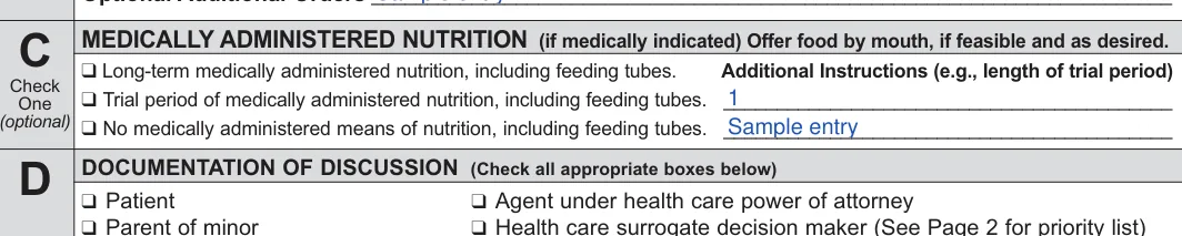 Illinois DNR order: IDPH DNR/POLST, filled with sample entries