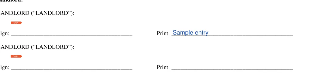 Florida month-to-month lease agreement: LANDLORD (“LANDLORD”), filled with sample entries