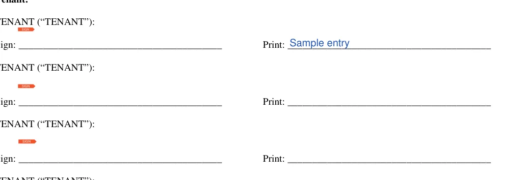 Florida month-to-month lease agreement: TENANT (“TENANT”), filled with sample entries