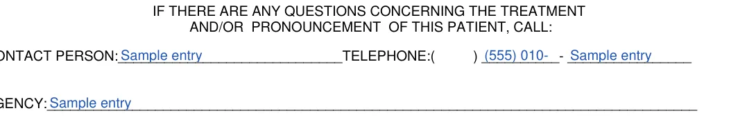 New Jersey DNR order: AND/OR PRONOUNCEMENT OF THIS PATIENT, CALL, filled with sample entries