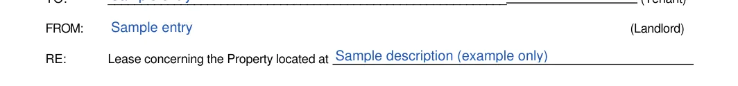 Texas 3-day notice to vacate: FROM, filled with sample entries