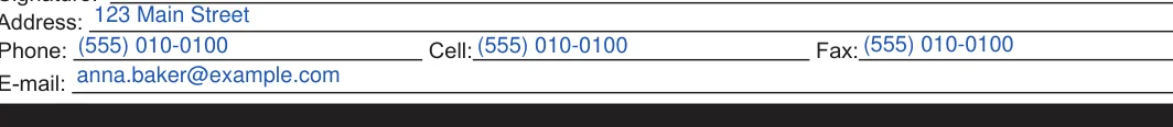 California 60-day lease termination notice: Phone: Cell: Fax, filled with sample entries