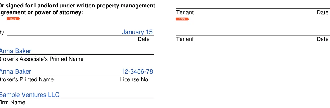 Texas lease termination letter: agreement or power of attorney, filled with sample entries