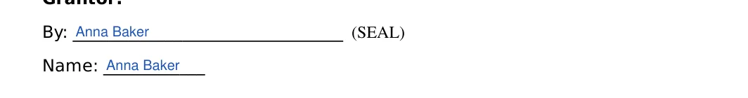Michigan lady bird deed: (SEAL), filled with sample entries