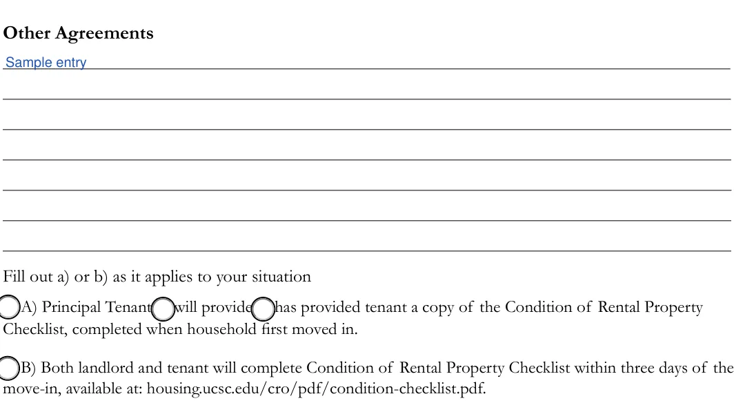 California roommate agreement: Other agreements, Group and more, filled with sample entries