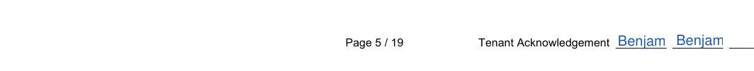 Illinois Chicago residential lease agreement: Tenant acknowledgement, Tenant acknowledgement 4, filled with sample entries