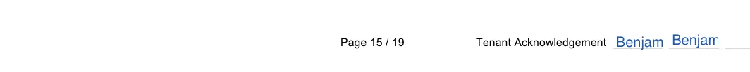 Illinois Chicago residential lease agreement: Tenant acknowledgement 14, Tenant acknowledgement, filled with sample entries