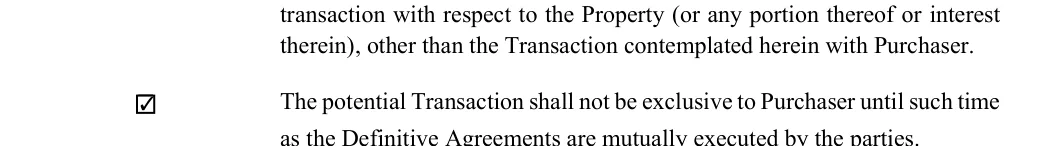 Letter of Intent (LOI): Check, filled with sample entries