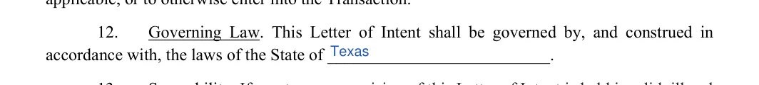 Letter of Intent (LOI): State, filled with sample entries