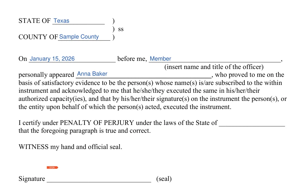 Bicycle Bill of Sale: State, County and more, filled with sample entries