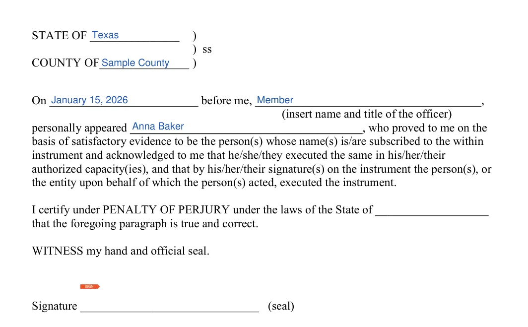 Furniture Bill of Sale: State, County and more, filled with sample entries
