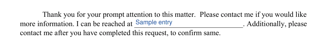 Employment Verification Letter: Reached at, filled with sample entries