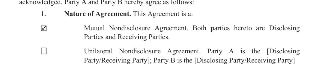 Confidentiality Agreement: Nature of Agreement. This Agreement is a, filled with sample entries