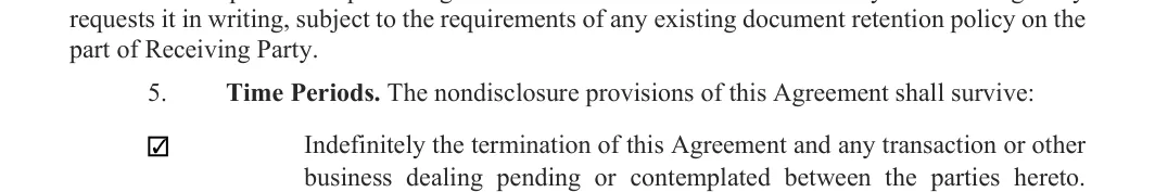 Confidentiality Agreement: part of Receiving Party, filled with sample entries