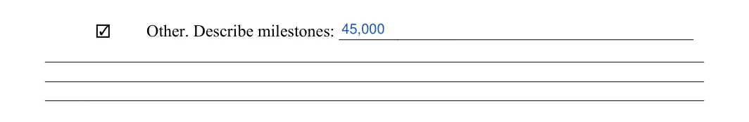Independent Contractor Agreement: Milestones, Check, filled with sample entries