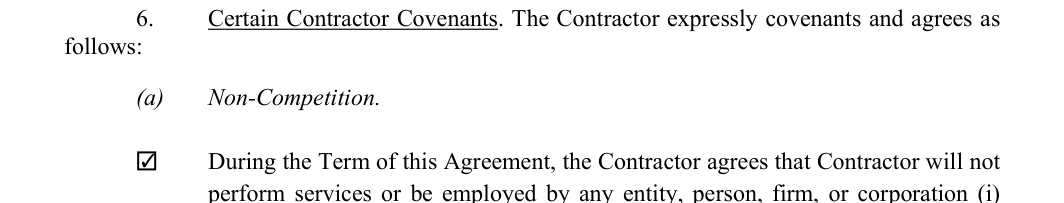 Independent Contractor Agreement: follows, filled with sample entries
