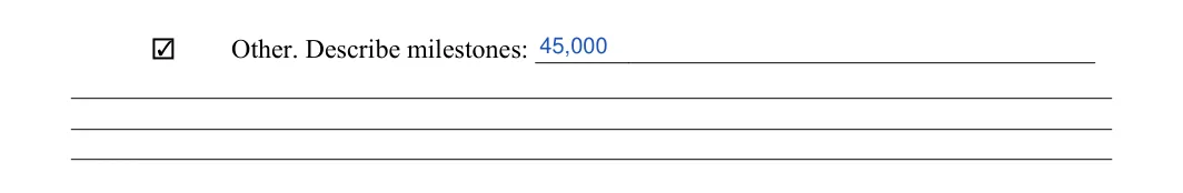 Construction Contract: Milestones, Check, filled with sample entries