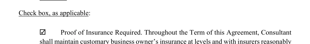 Consulting Contract: Check box, as applicable, filled with sample entries