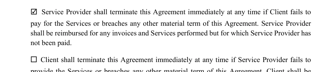 Retainer Agreement: Check, filled with sample entries
