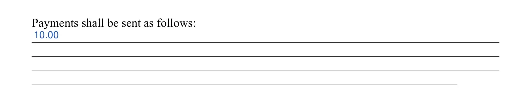 Retainer Agreement: Payments shall be sent as follows, filled with sample entries