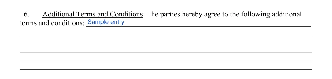 Retainer Agreement: Additional terms and conditions, filled with sample entries