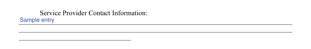 Retainer Agreement: Service Provider Contact Information, filled with sample entries
