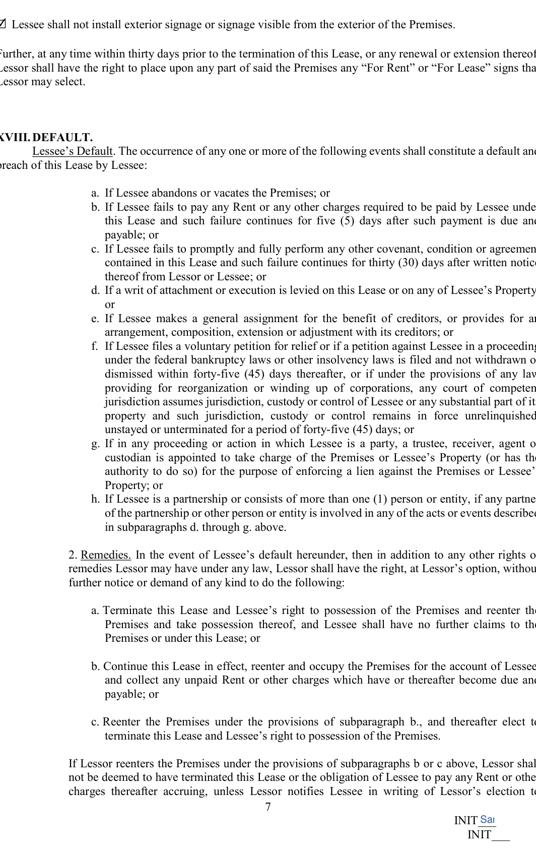 Office Space Lease Agreement: INIT___, filled with sample entries
