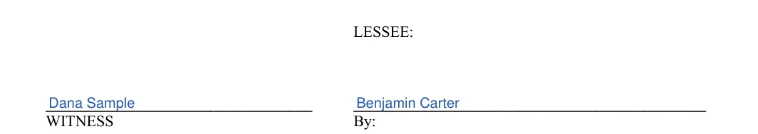 Triple Net Lease Agreement: LESSEE, filled with sample entries