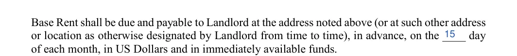 Condo Lease Agreement: Day, filled with sample entries