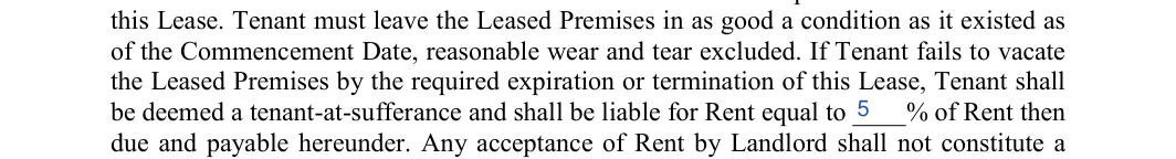 Lease to Own Agreement: Percent, filled with sample entries