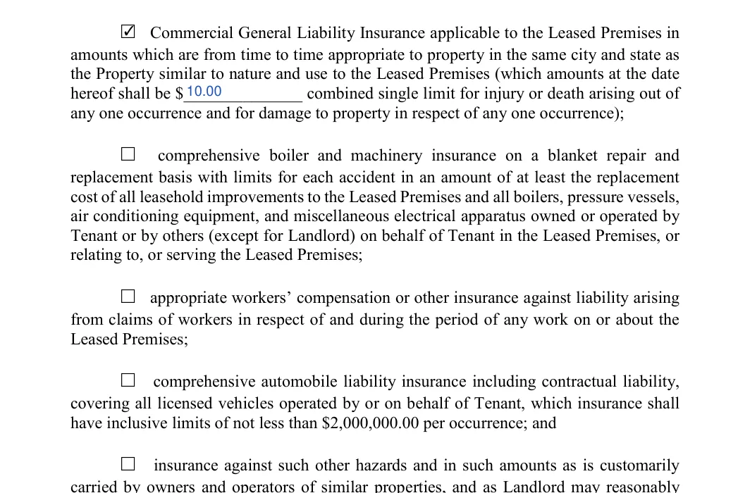 Lease to Own Agreement: Initial, Sum, filled with sample entries
