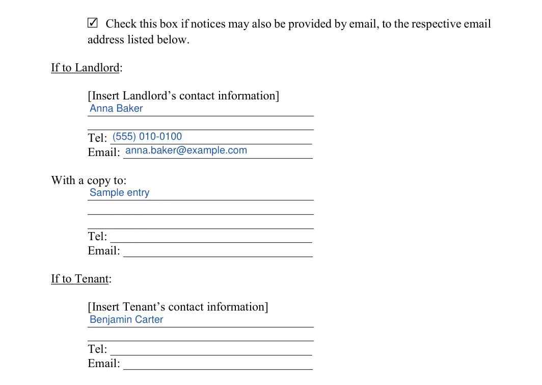 Lease to Own Agreement: If to Landlord, filled with sample entries
