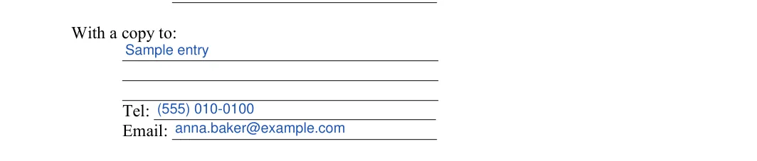 Lease to Own Agreement: With a copy to, filled with sample entries
