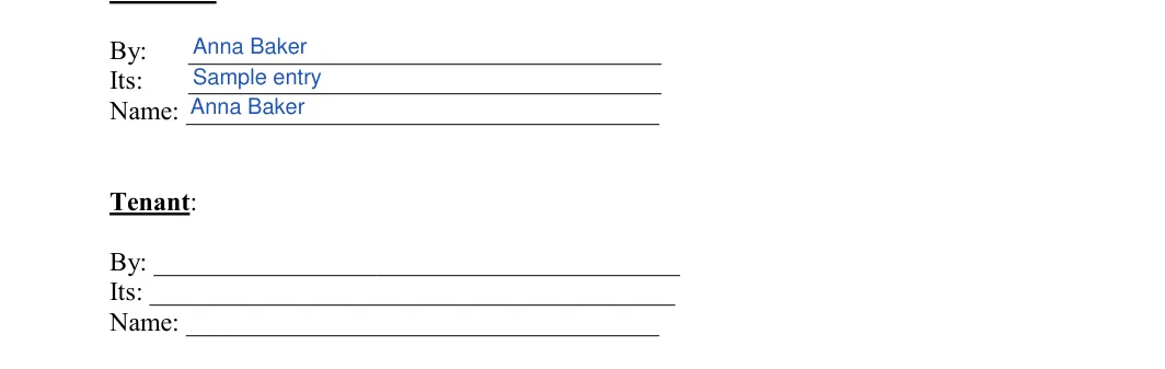 Lease to Own Agreement: By, filled with sample entries